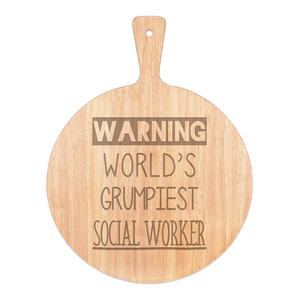 Warning World's Grumpiest Social Worker Pizza Board Paddle Wooden Best Key