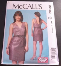 McCalls Pattern M7282 Ms PHOEBE COUTURE V-Neck Dress w/Wide Strap Detail Sz 4-12