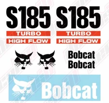 Bobcat S185 Turbo High Flow Skid Steer Set Vinyl Decal Sticker - Aftermarket.