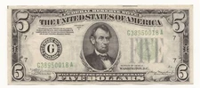 1934-A $5 Dollar Bill Federal Reserve Note FRN Chicago 018A-KER