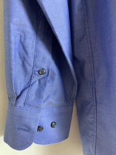 Nordstrom Mens Shop Blue Trad Fit Dress Shirt Spread Barrel New Sz 16 34 5330 - Picture 7 of 7