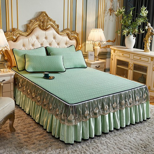 Summer Latex Bed Skirt Zippered European Lace Bed Cover Non-slip Sleeping Mat - Picture 7 of 58