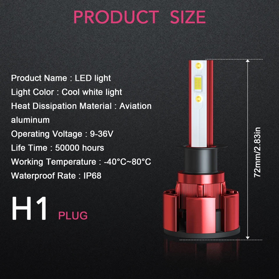 Kit de bombillas LED para Nissan 350Z 2005-2003 - 4x H7 (bajo) + H1 (alto) Foto 3 de 4