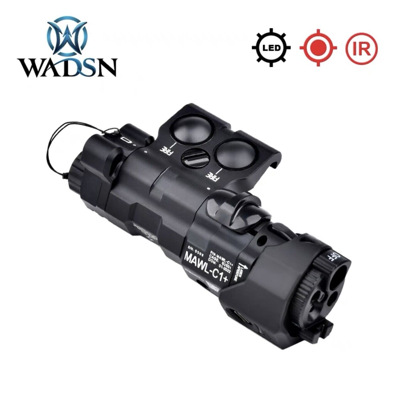 WADSN Metal MAWL C1 Visible Laser / IR Pointer light / White Light Module -  BK