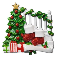 Bannister Stocking Family 2 3 4 5 6 7 8 Personalized  Christmas Ornament