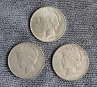 Lot of 3 circulated Peace Dollars - 1923, 1923d, 1923d