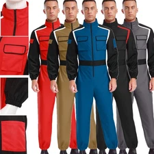 Men Bodysuit Warehouse Workwear Racing One Piece Cosplay Jumpsuit Utility Navy
