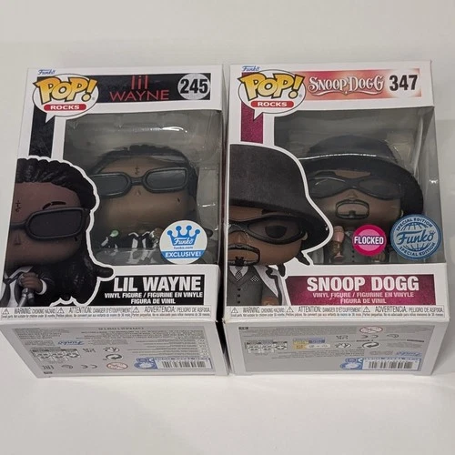 Snoop Dogg 347 (Flocked) + Lil Wayne 245 Funko Pop Vinyl Figure Bundle Rocks