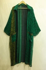 Long Kimono Jacket Cape With Side Slits,  100% Chiffon Silk Sheer Light JKO1098