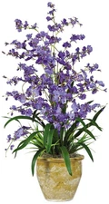 Purple Triple Dancing Lady 32"H Potted Faux Flowers