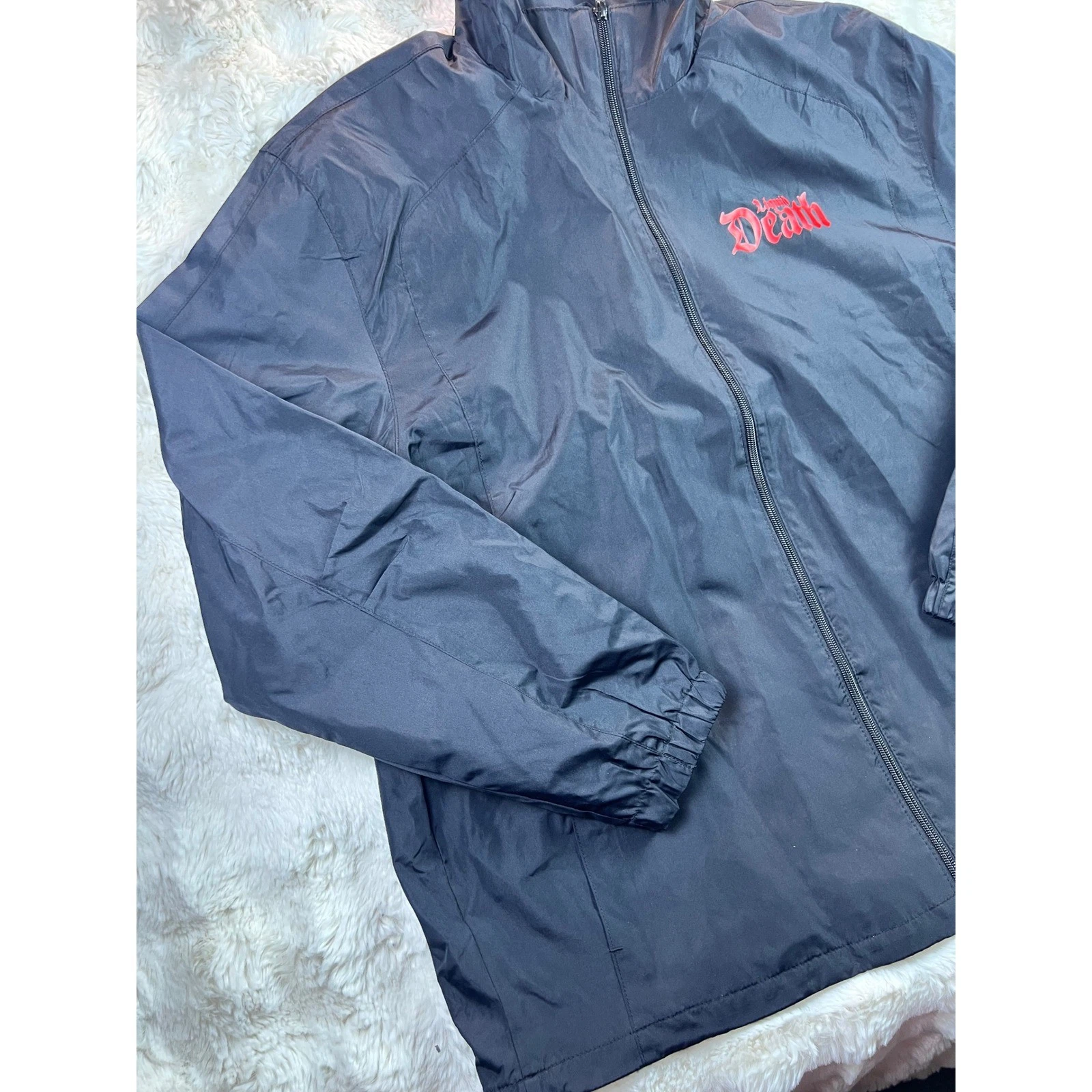 Sport-Tek Liquid Death Windbreaker Jacket Mens 2XL Black Red Logo Full Zip. A32 - product detail image 3