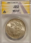 1887 P Morgan Silver Dollar ANACS MS63 VAM-35