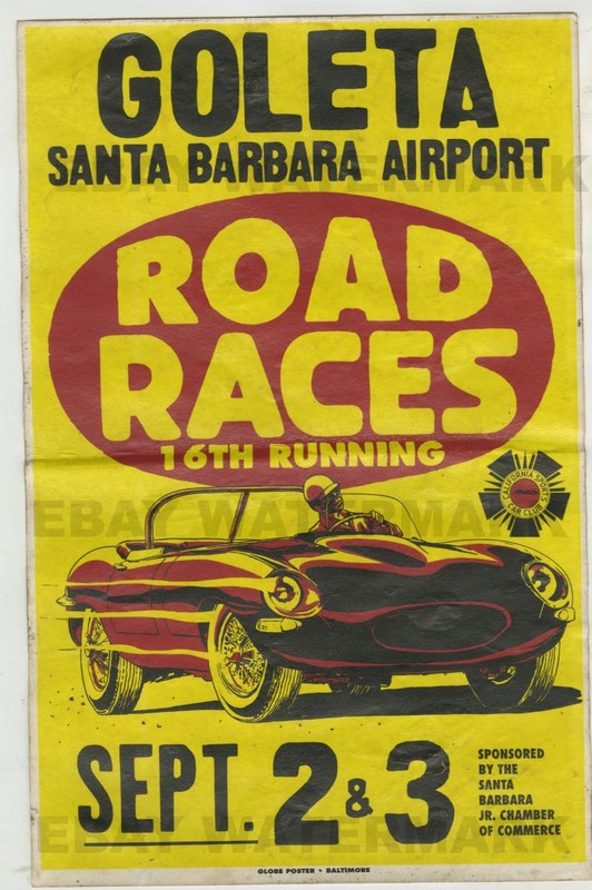 1960's Jaguar XKE Roadster Race Vintage Advertising Poster 11 x 17 Santa Barbara