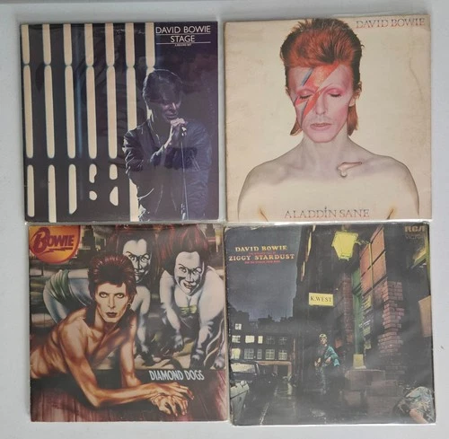 David Bowie Lot 4 Vinyl LP Records Diamond Dogs, Aladdin ,Ziggy & Stage