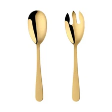 12 Inches Salad Spoon and Fork Sets，Stainless Steel Salad Server Sets, Cookin...
