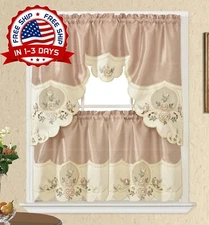 Juego De Cortina De Cocina, Cortina Para Bar, Swag Y 24'' Tiers Set 3 PCS NUEVO.