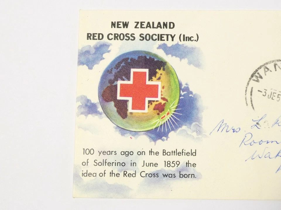 1959 Nueva Zelanda Cubierta Centenario de la Sociedad de la Cruz Roja #PC Foto 3 de 4