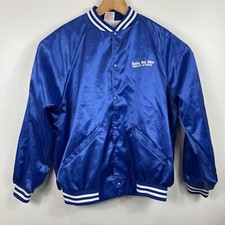 Vintage Satin Bomber Jacket Cardinal Made In USA Blue Snap Post Office Men’s XL