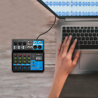 5-Channel Mixer with Bluetooth, USB, and Reverb for Live Audio Mixing