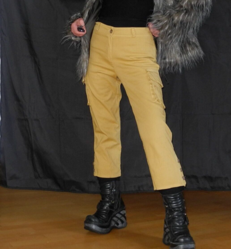 Stiefel Hose Bootcut Jeans Capri 7/8 braun gelb CARGO Damen Culotte 38 40 M L - Bild 1 von 12