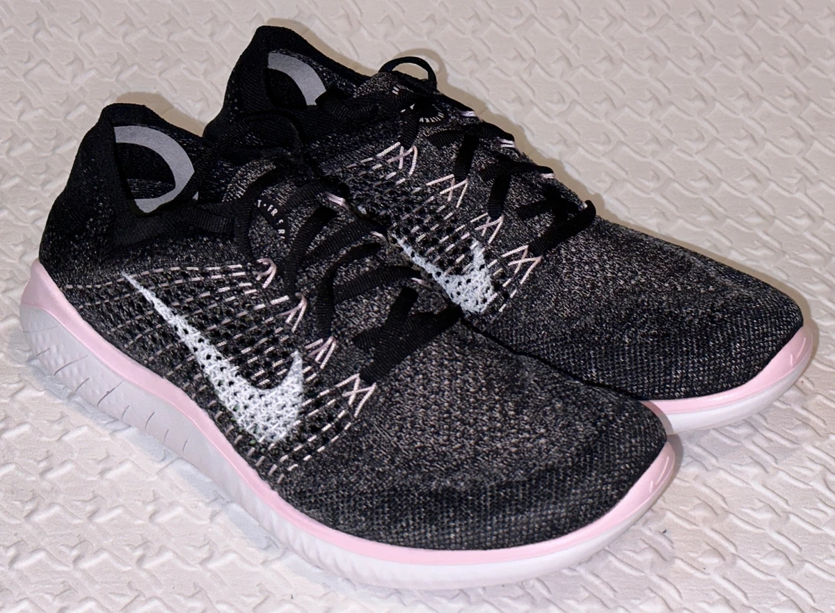 NIKE Free RN Run Flyknit Black Pink White Running Training Shoes