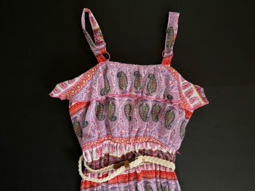 Lily Rose Mädchen Größe 8 Paisleymuster Kleid lang rosa weiß Jeansjacke Rüschen - Bild 3 von 12