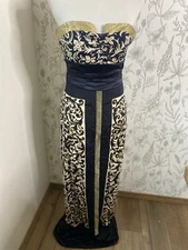 Nicole Miller Collection Size 4 Silk Black Gold Evening Dress  