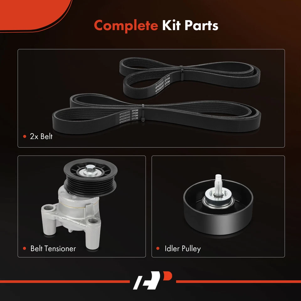 4x Serpentine Belt Drive Component Kit for Chevy Silverado 2500 HD 2015-2018 GMC - Image 2 of 4