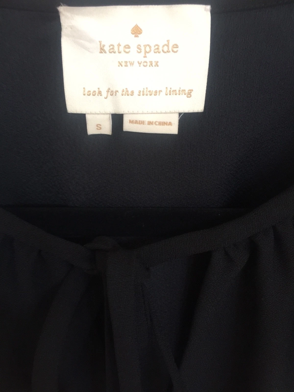 Nuovo abito Kate Spade New York crepe con volant aderente e svasato nero taglia small