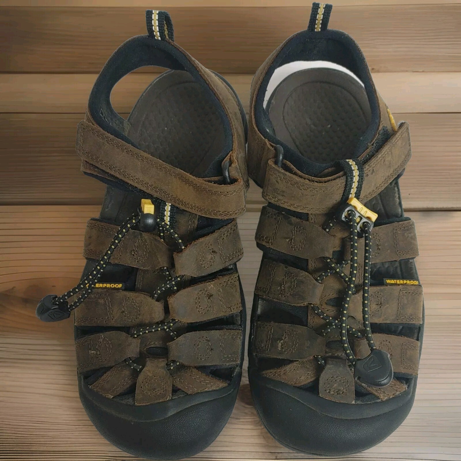 Sandali sportivi Keen marroni ragazzo taglia 4 impermeabili lavabili punta chiusa scarpe