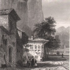 1840 Fine gravure sur acier Martinsberg Innsbruck Tyrol Autriche