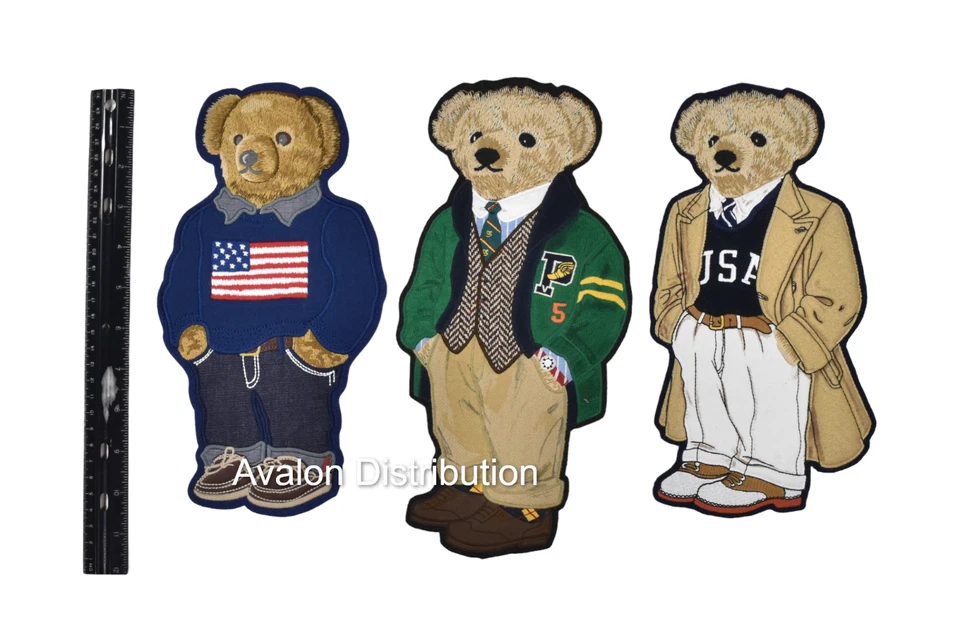 Polo Ralph Lauren Large Sewn On USA Flag Preppy Ski Martini Varsity Bear Patch - Image 2 of 3