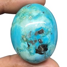 92.85 Cts Natural Turquoise 32x25mm Oval Cabochon Blue Loose Untreated Gemstone