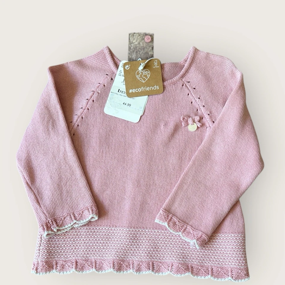 Mayoral Pink Knitted Sweater Set 2 Pc NWT 12 Months - Image 2 of 4