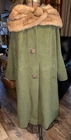 Vintage Surella Diane Women's Green Swing Coat Fur Collar Hornes Wheeling WV