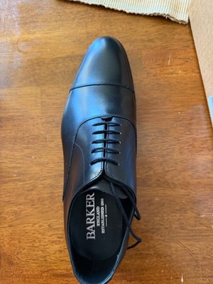 Barker Bank Black Calf Toe Cap Oxford Dress Shoes Goodyear Welted - SIZE 10 US