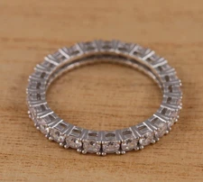 925 Sterling Silver Lab Created Diamond Women's Full Eternity Engagement Ring