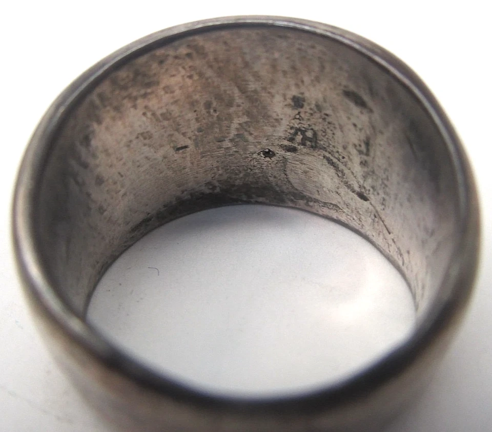 Antique Navajo Sterling Silver Blue Turquoise Ring Very Early Size 9.5 - Image 3 of 4