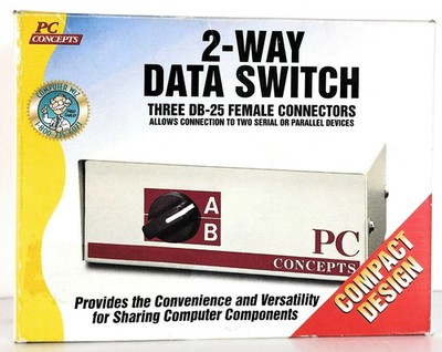DB25 2 Way Data Switch connects to 2 Serial/Parallel Devices New