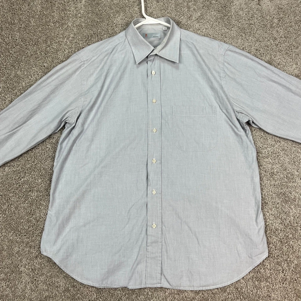 Camisa social masculina Missoni cinza manga longa bolso com botões tamanho formal 16.5 42 - Imagem 2 de 4