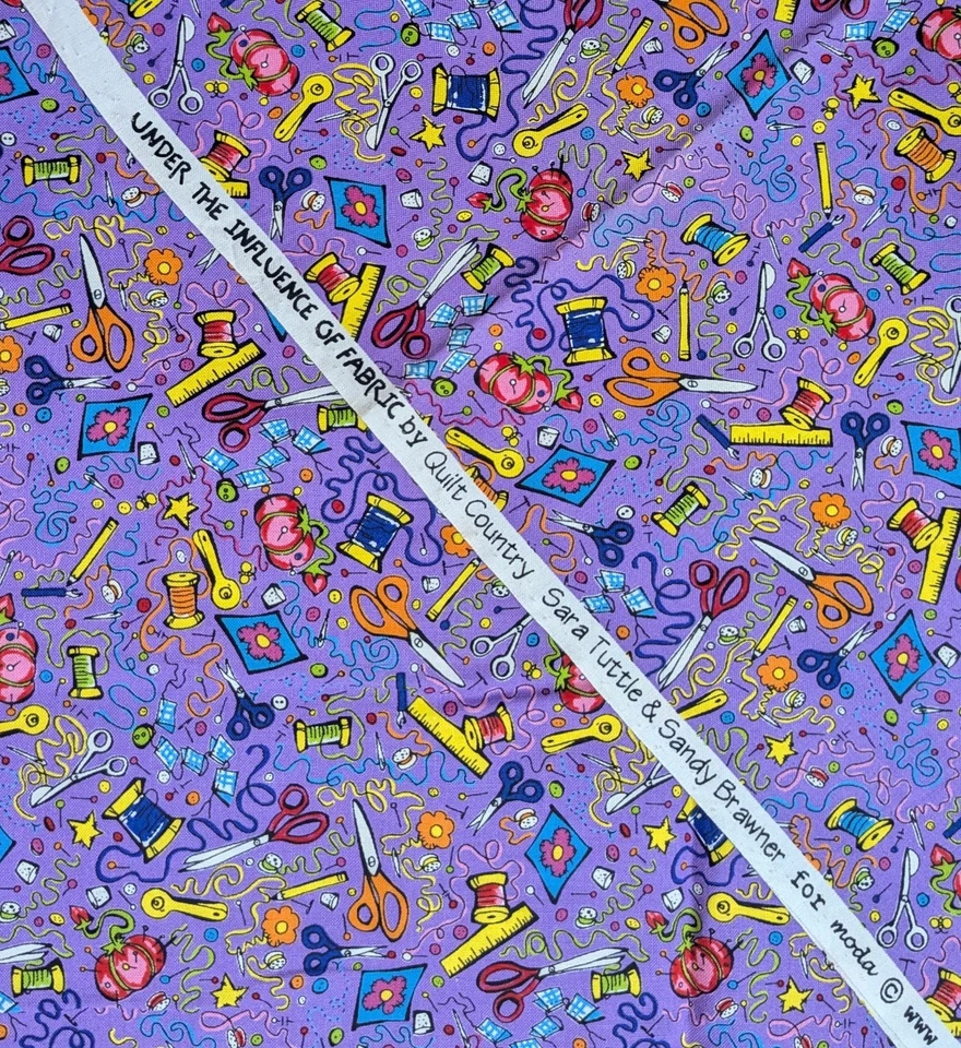 Purple Print Moda Designer Cotton Quilt Country Sewing Theme  1 Yard - Image 2 of 2