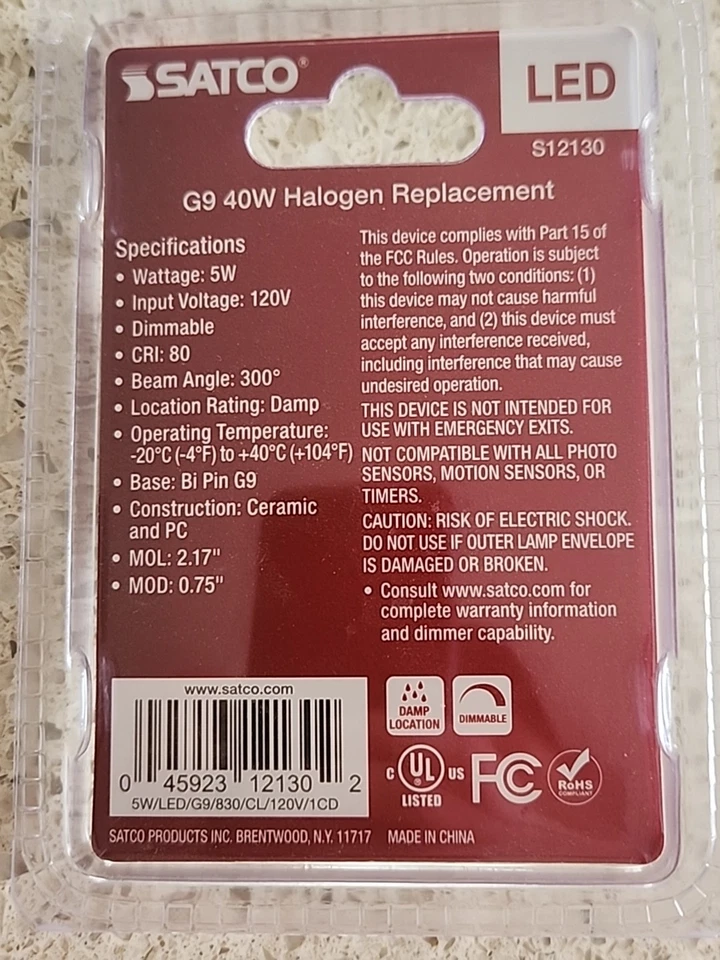 12 Satco LED S12130 G9 40w Halogen Reolacement Light Bulb Soft White 550 Lumens - Image 3 of 4