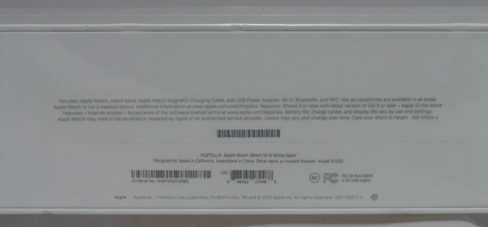 Rare 2016 Apple Smart Watch A1553 38mm Silver Aluminum Case - Sport Band - White - Image 2 of 4