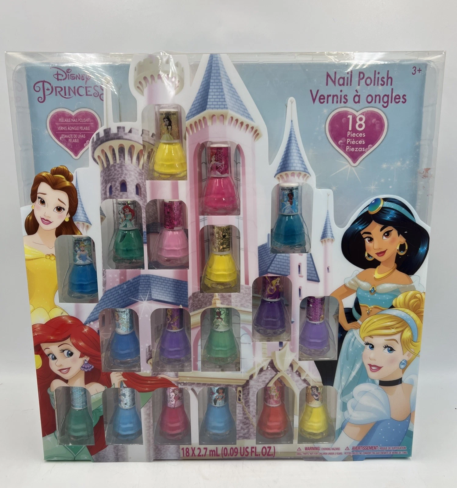 Disney Princess Peel-Off Nail Polish Deluxe Gift Set 18 Colors By Townley - New