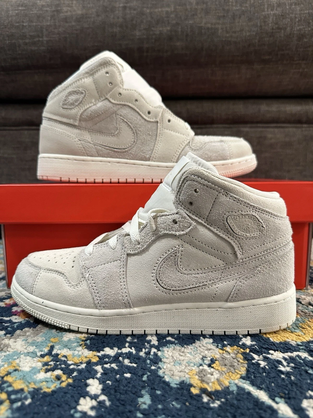 Taglia 6Y 7.5W Nike Air Jordan 1 Mid SE Craft GS "Pale Ivory" PADS