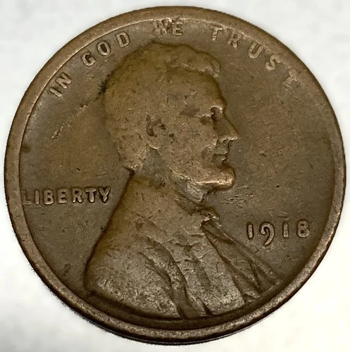1918 P Lincoln Wheat Cent Penny VG Very Good 1c One Cent US Coin- 2158