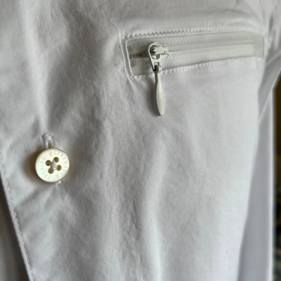 Opening Ceremoney Men's Sz M SLIM FIT White L/S Button-up Shirt Zip Chest Pocket - Image 3 of 4