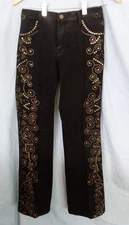 Black BRAZILROXX Brazil Roxx Stud & Rhinestone EMBELLISHED Jeans 38 Embroidery 