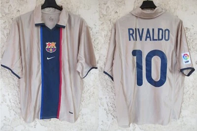 Maillot F.C BARCELONA BARCELONE 2001 2003 RIVALDO 10 away shirt camiseta NIKE M - Photo 1/4
