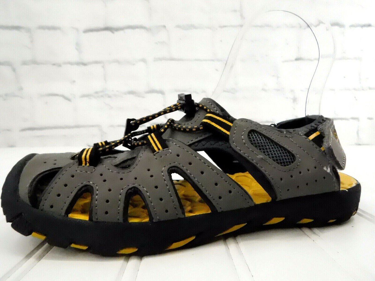 KHOMBU Kyle Sandals Grey Yellow Closed Toe Adjustable Strap Land 
